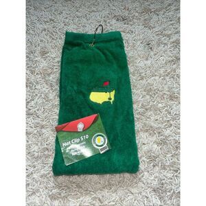 Masters Golf PGA Green Caddy Towel Augusta National Embroidered and Hat Clip w R